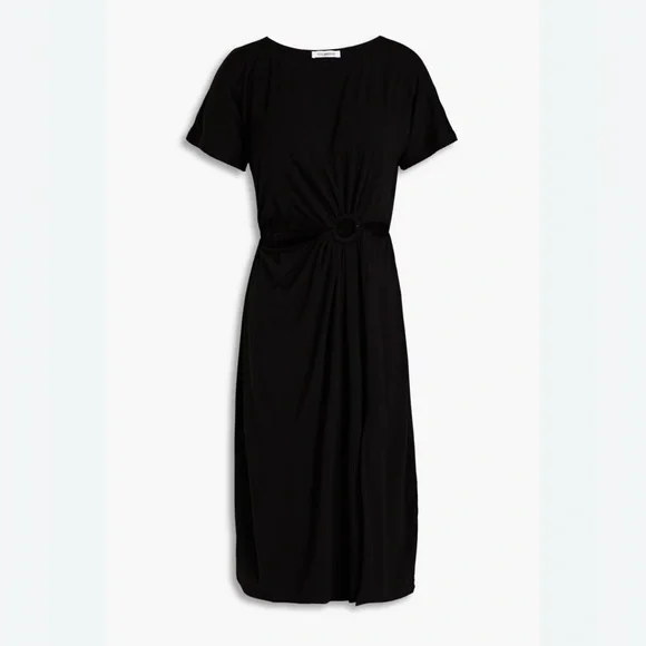 NWT Good American Ring Cut Out Black Midi Dress Size 1 (Small) - Picture 10 of 10